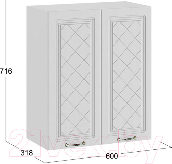 Изображение товара Шкаф навесной для кухни ТриЯ Бьянка 1В6 (белый/дуб белый)
