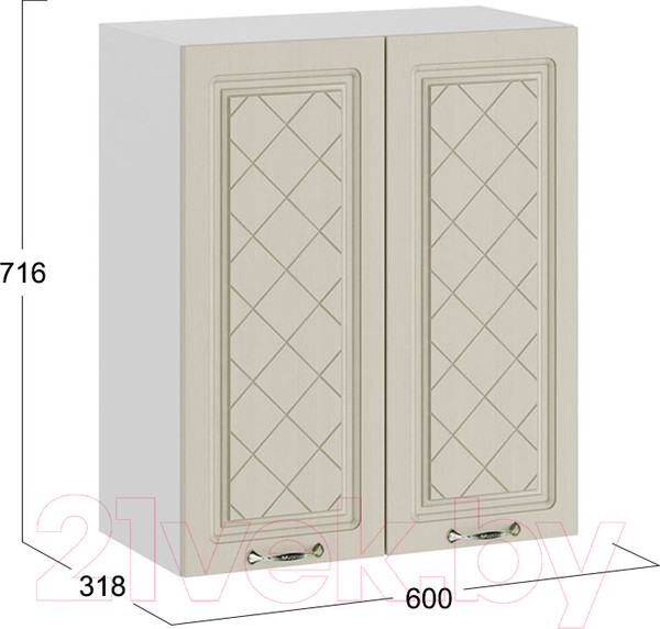 Изображение товара Шкаф навесной для кухни ТриЯ Бьянка 1В6 (белый/дуб ваниль)