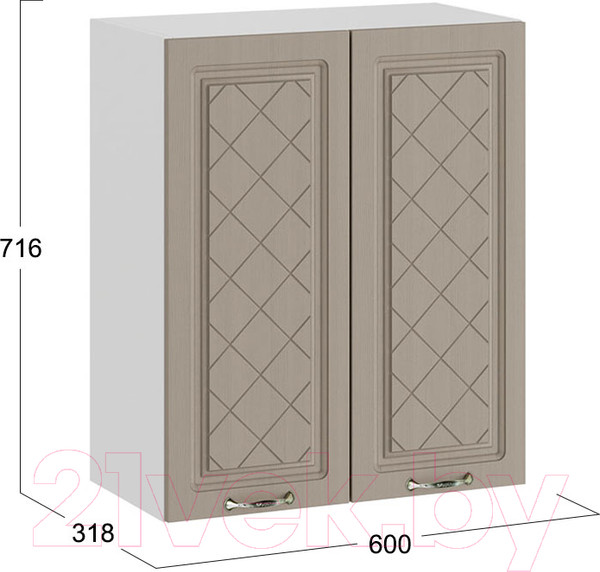 Изображение товара Шкаф навесной для кухни ТриЯ Бьянка 1В6 (белый/дуб кофе)