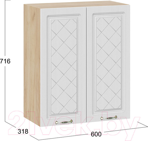 Изображение товара Шкаф навесной для кухни ТриЯ Бьянка 1В6 (дуб крафт золотой/дуб белый)