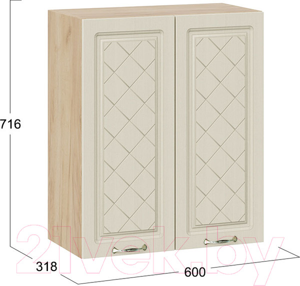 Изображение товара Шкаф навесной для кухни ТриЯ Бьянка 1В6 (дуб крафт золотой/дуб ваниль)