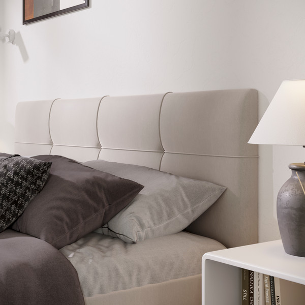 Изображение товара Двуспальная кровать ТриЯ Элис тип 1 с мягкой обивкой 160x200 (велюр бежевый)