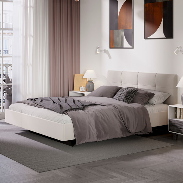 Изображение товара Двуспальная кровать ТриЯ Элис тип 1 с мягкой обивкой 160x200 (велюр бежевый)