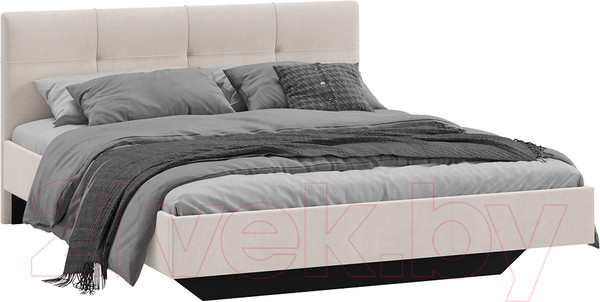 Изображение товара Двуспальная кровать ТриЯ Элис тип 1 с мягкой обивкой 160x200 (велюр бежевый)