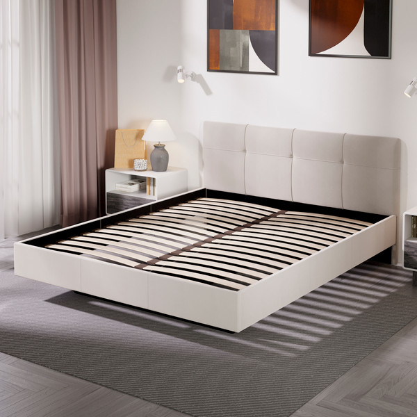 Изображение товара Двуспальная кровать ТриЯ Элис тип 1 с мягкой обивкой 160x200 (велюр бежевый)