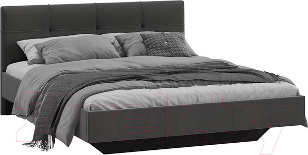 Изображение товара Двуспальная кровать ТриЯ Элис тип 1 с мягкой обивкой 160x200 (велюр графит)