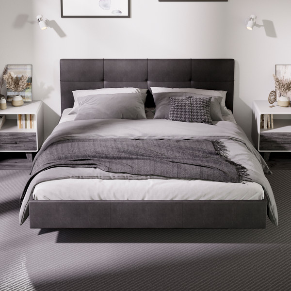 Изображение товара Двуспальная кровать ТриЯ Элис тип 1 с мягкой обивкой 160x200 (велюр графит)