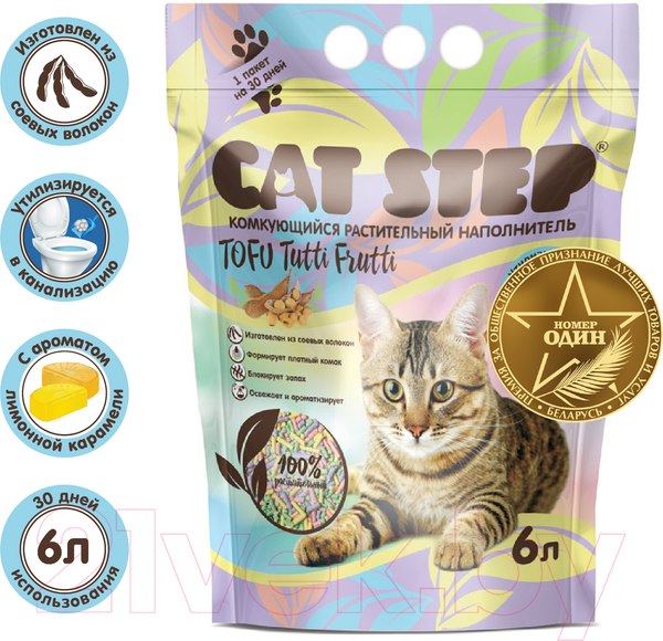 Изображение товара Наполнитель для туалета Cat Step Tofu Tutti Frutti / 20333013 (6л/2.7кг)
