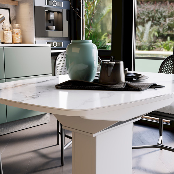 Изображение товара Обеденный стол ТриЯ Портофино СМ(ТД)-105.01.11(1) (белый глянец/стекло белый мрамор)