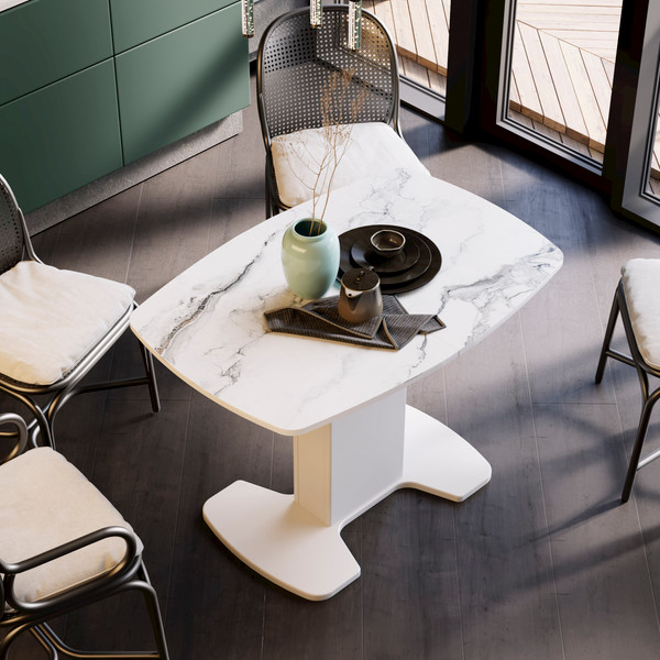 Изображение товара Обеденный стол ТриЯ Портофино СМ(ТД)-105.01.11(1) (белый глянец/стекло белый мрамор)