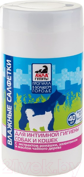 Изображение товара Влажные салфетки для ухода за животными Фармакс Ф Айда гулять для интимной гигиены (40шт)