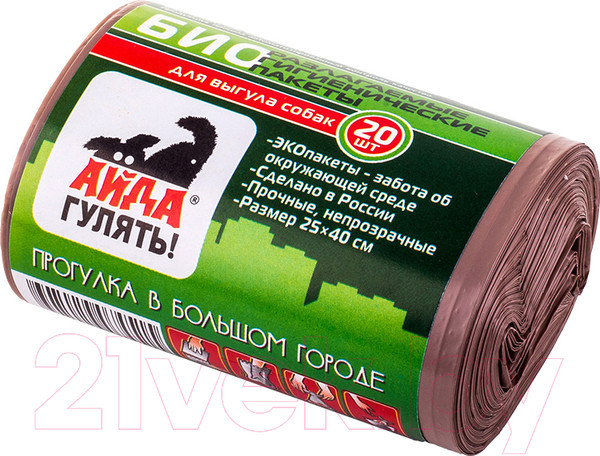 Изображение товара Пакеты для выгула собак Фармакс Ф Айда гулять биоразлагаемые (20шт)