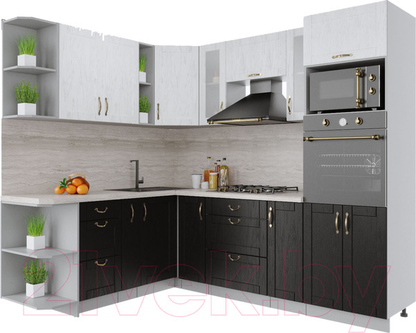 Изображение товара Кухонный гарнитур Интерлиния Мила Крафт 1.88x2.4 левая (дуб английский/дуб полярный)