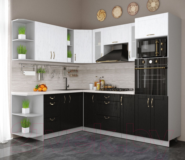 Изображение товара Кухонный гарнитур Интерлиния Мила Крафт 1.88x2.4 левая (дуб английский/дуб полярный)