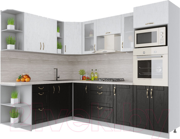 Изображение товара Кухонный гарнитур Интерлиния Мила Крафт 1.88x2.6 левая (дуб английский/дуб полярный)