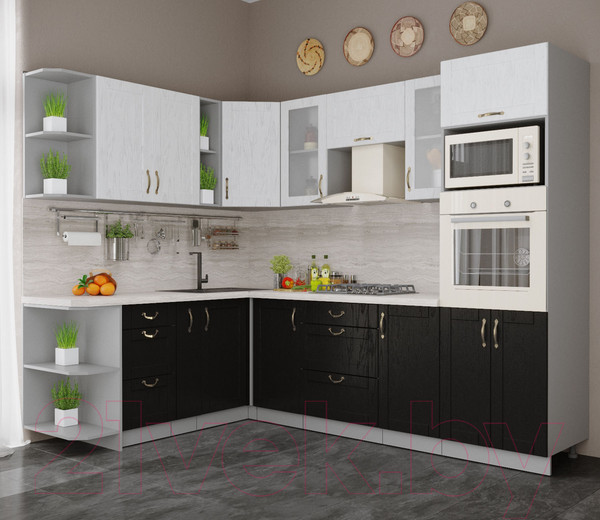 Изображение товара Кухонный гарнитур Интерлиния Мила Крафт 1.88x2.6 левая (дуб английский/дуб полярный)