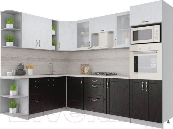 Изображение товара Кухонный гарнитур Интерлиния Мила Крафт 1.88x2.8 левая (дуб английский/дуб полярный)