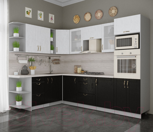 Изображение товара Кухонный гарнитур Интерлиния Мила Крафт 1.88x2.8 левая (дуб английский/дуб полярный)