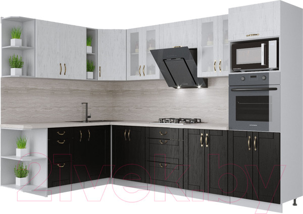 Изображение товара Кухонный гарнитур Интерлиния Мила Крафт 1.88x3.0 левая (дуб английский/дуб полярный)