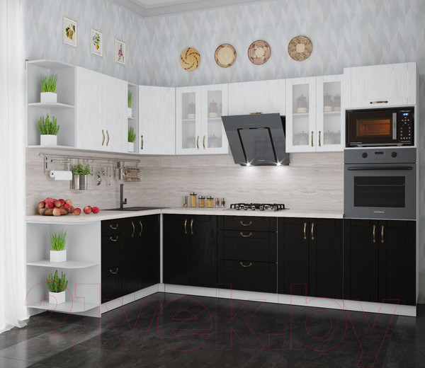 Изображение товара Кухонный гарнитур Интерлиния Мила Крафт 1.88x3.0 левая (дуб английский/дуб полярный)