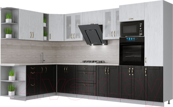 Изображение товара Кухонный гарнитур Интерлиния Мила Крафт 1.88x3.4 левая (дуб английский/дуб полярный)