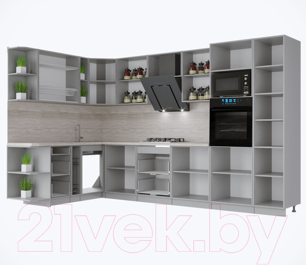 Изображение товара Кухонный гарнитур Интерлиния Мила Крафт 1.88x3.4 левая (дуб английский/дуб полярный)