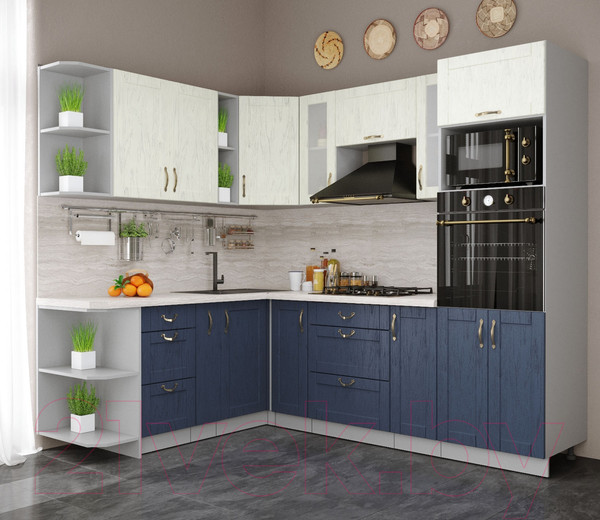 Изображение товара Кухонный гарнитур Интерлиния Мила Крафт 1.88x2.4 левая (дуб королевский/дуб снежный)