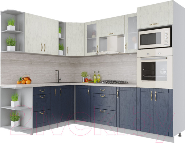 Изображение товара Кухонный гарнитур Интерлиния Мила Крафт 1.88x2.6 левая (дуб королевский/дуб снежный)