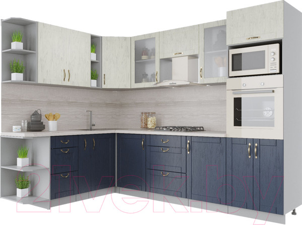 Изображение товара Кухонный гарнитур Интерлиния Мила Крафт 1.88x2.8 левая (дуб королевский/дуб снежный)