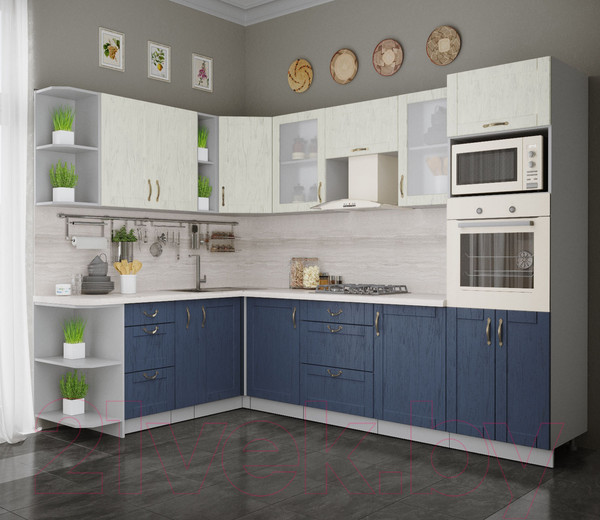 Изображение товара Кухонный гарнитур Интерлиния Мила Крафт 1.88x2.8 левая (дуб королевский/дуб снежный)