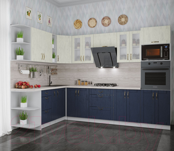 Изображение товара Кухонный гарнитур Интерлиния Мила Крафт 1.88x3.0 левая (дуб королевский/дуб снежный)