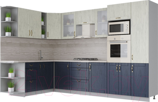 Изображение товара Кухонный гарнитур Интерлиния Мила Крафт 1.88x3.2 левая (дуб королевский/дуб снежный)