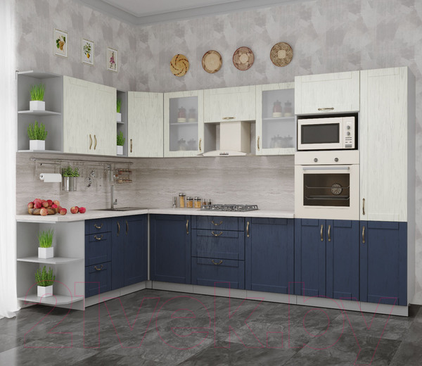 Изображение товара Кухонный гарнитур Интерлиния Мила Крафт 1.88x3.2 левая (дуб королевский/дуб снежный)