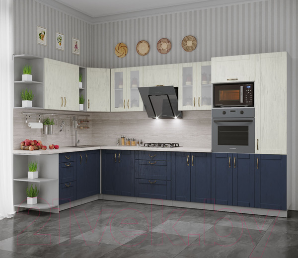 Изображение товара Кухонный гарнитур Интерлиния Мила Крафт 1.88x3.4 левая (дуб королевский/дуб снежный)