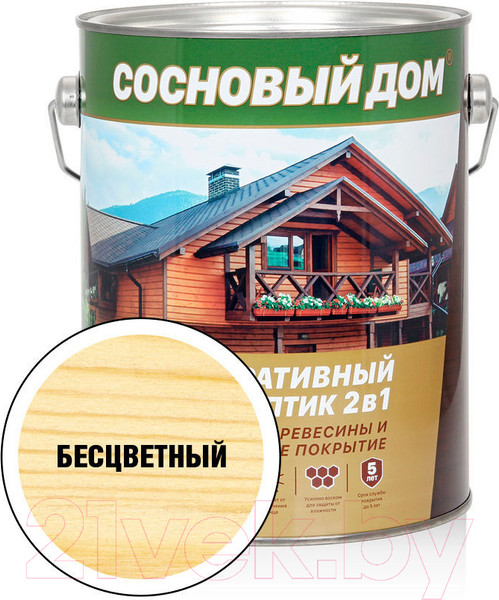 Изображение товара Защитно-декоративный состав Сосновый дом Бесцветный (2.7л)