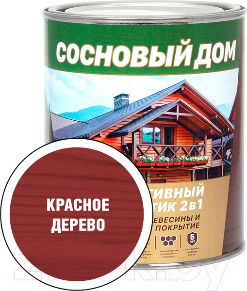 Изображение товара Защитно-декоративный состав Сосновый дом Красное дерево (2.7л)