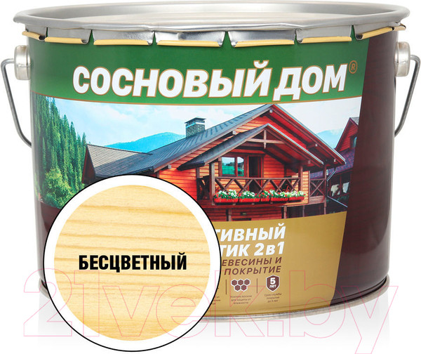 Изображение товара Защитно-декоративный состав Сосновый дом Бесцветный (9л)
