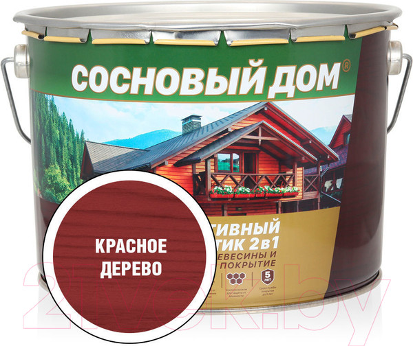 Изображение товара Защитно-декоративный состав Сосновый дом Красное дерево (9л)
