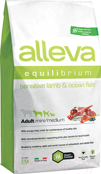 Изображение товара Сухой корм для собак Alleva Эквилибриум Сенситив для мел. и ср. пород с ягн. и рыбой / P6011 (2кг)