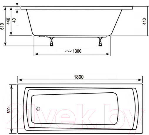 Изображение товара Ванна акриловая Ravak Domino Plus 180x80 (C651R00000)