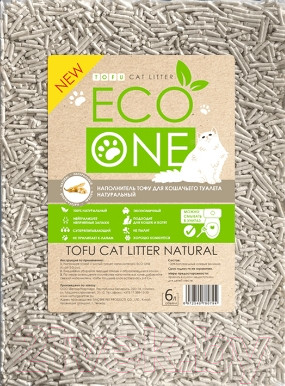 Изображение товара Наполнитель для туалета Eco One Тофу натуральный (2.5кг/6л)