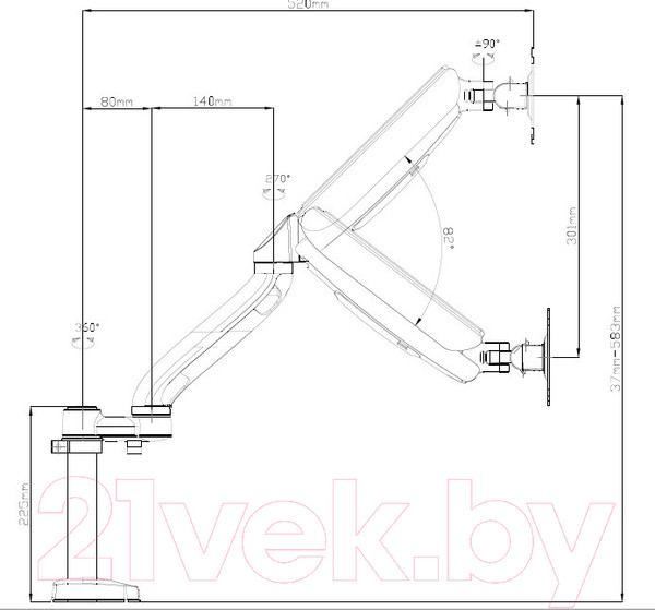 Изображение товара Кронштейн для монитора Buro M10 (черный)