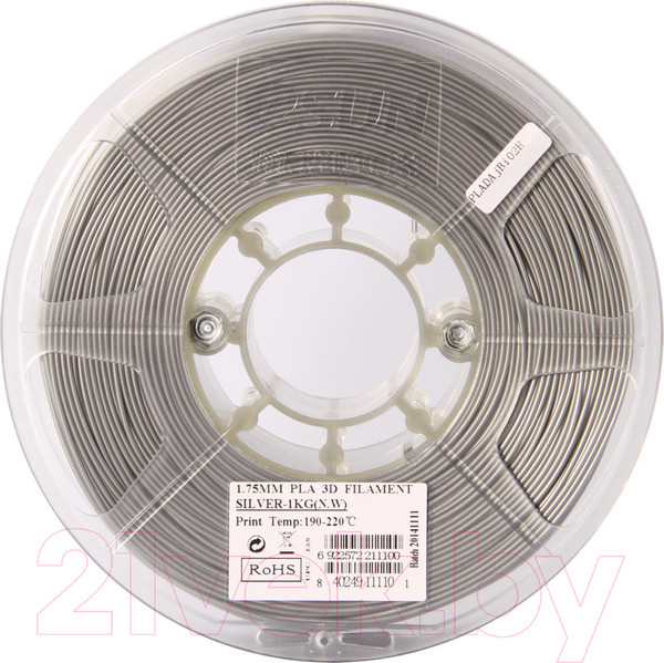 Изображение товара Пластик для 3D-печати eSUN PLA / т0025299 (1.75мм, 1кг, серебристый)