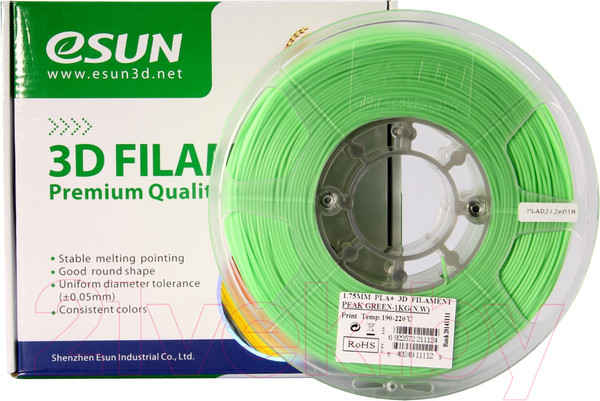 Изображение товара Пластик для 3D-печати eSUN PLA + / т0026300 (1.75мм, 1кг, салатовый)
