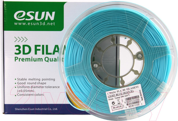 Изображение товара Пластик для 3D-печати eSUN PLA / т0025290 (1.75мм, 1кг, голубой)