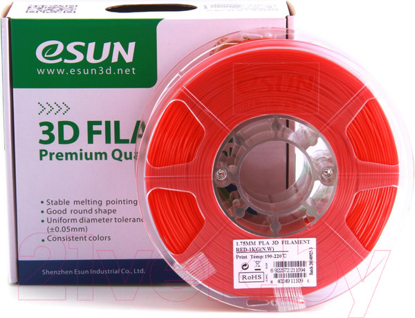 Изображение товара Пластик для 3D-печати eSUN PLA / т0025298 (1.75мм, 1кг, красный)