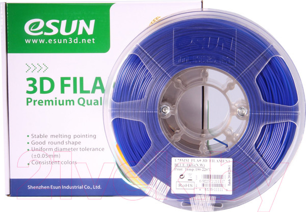 Изображение товара Пластик для 3D-печати eSUN PLA + / т0026294 (1.75мм, 1кг, синий)