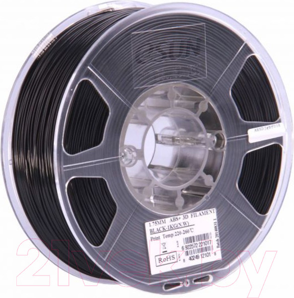 Изображение товара Пластик для 3D-печати eSUN ABS + / т0026660 (1.75мм, 1кг, черный)