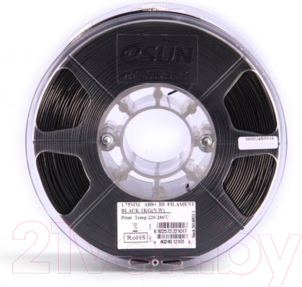 Изображение товара Пластик для 3D-печати eSUN ABS + / т0026660 (1.75мм, 1кг, черный)