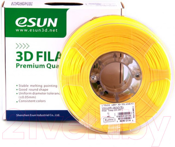 Изображение товара Пластик для 3D-печати eSUN ABS + / т0026663 (1.75мм, 1кг, желтый)